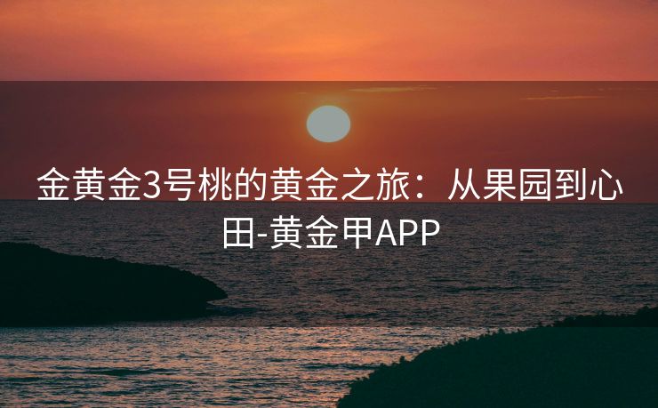 金黄金3号桃的黄金之旅：从果园到心田-黄金甲APP